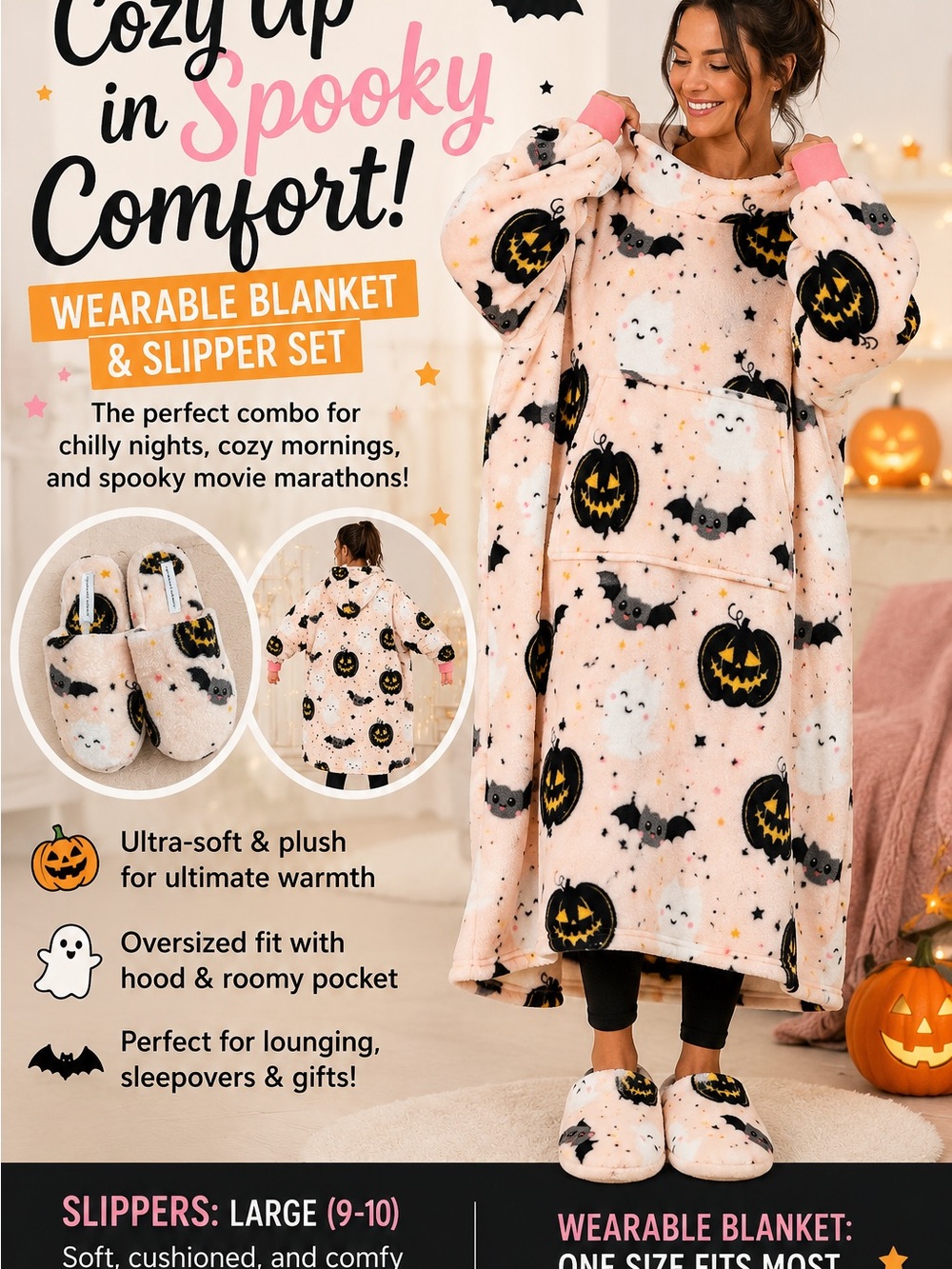cupcakes & cashmere Plush Hooded Blanket in White, Black, Yellow